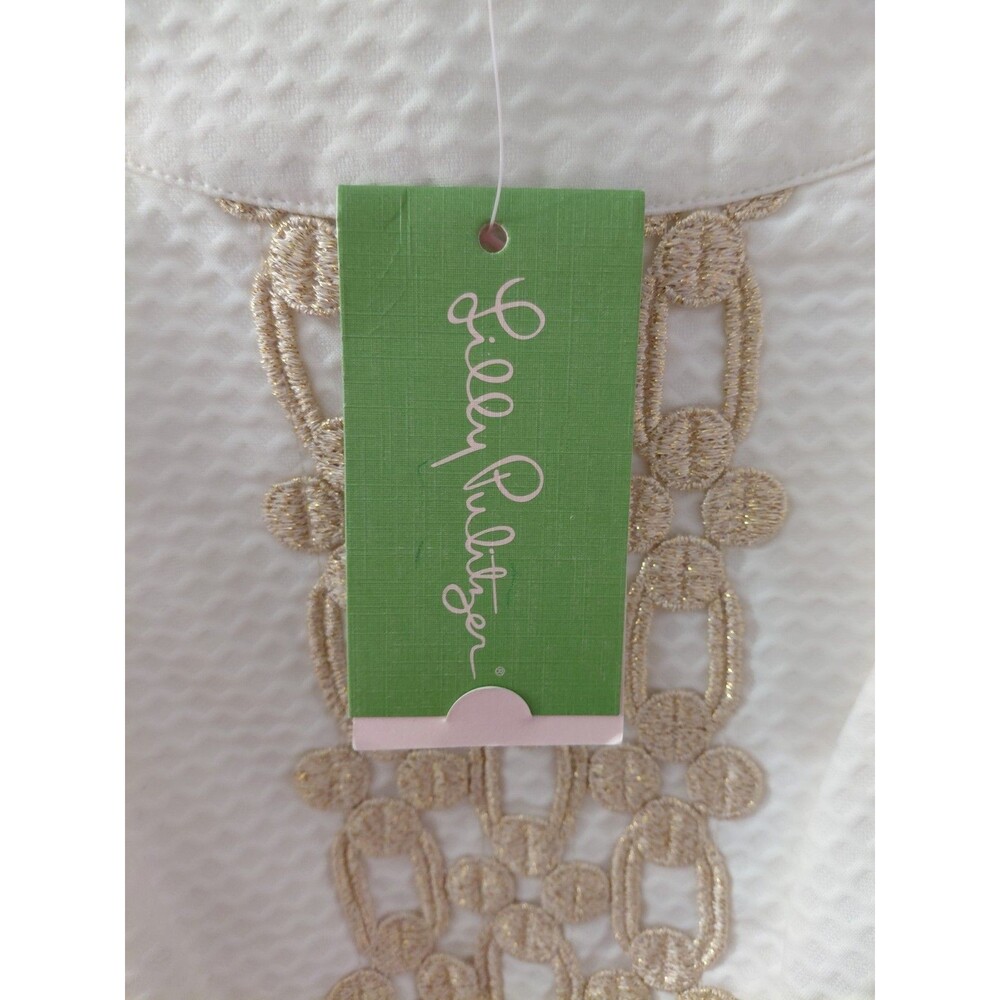 Lily Pulitzer Jacqueline Shift Dress Women’s White Gold Metallic Detail NWT - Picture 4 of 16